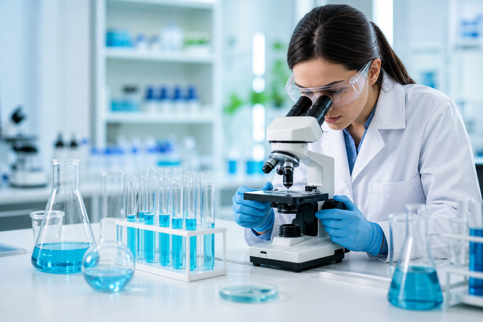 Investigacion en laboratorio con microscopio