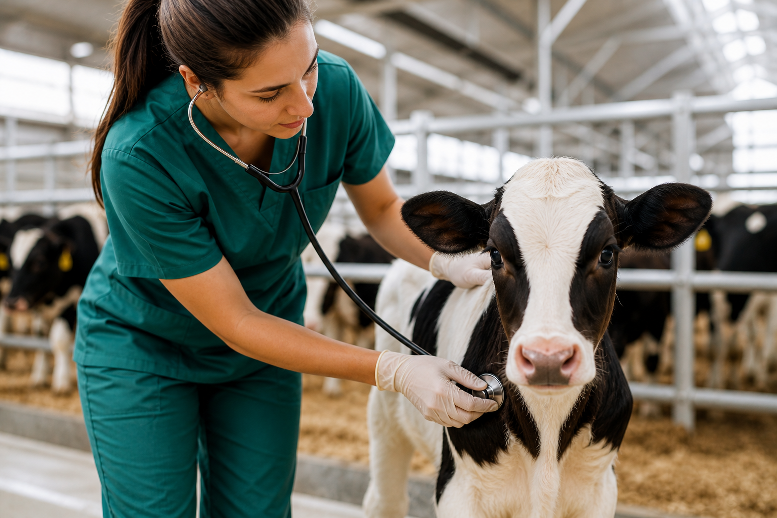 Asistencia veterinaria a ganado